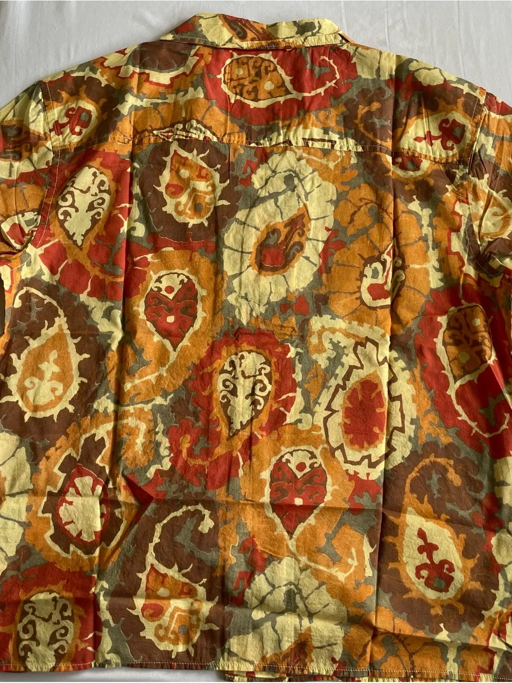 Banana Republic Orange, Rust and Olive Paisley Button-Up Shirt